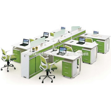 Mobiliario de oficina, muebles de escritorio de trabajo de oficina perla blanca + verde loro, muebles de oficina diseño de muebles (JO-5006-6)